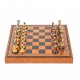 CLASSIC Wood/Metal Chess Set + Leatherette Chess Board + Chess Box + Chess