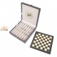 Metaliniai šachmatai su medine žaidimo lenta ir patogia dėtuve/dėže figūroms N°236