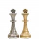 Metaliniai šachmatai su medine žaidimo lenta ir patogia dėtuve/dėže figūroms N°236