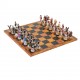 AMERICAN REVOLUTION: Handpainted Chess Set with Map Style Leatherette Chessboard