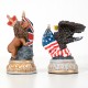 AMERICAN REVOLUTION: Handpainted Chess Set with Map Style Leatherette Chessboard