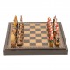 BRITISH VS ZULU: Handpainted Chess Set with Leatherette Chessboard & Box + Checker Set