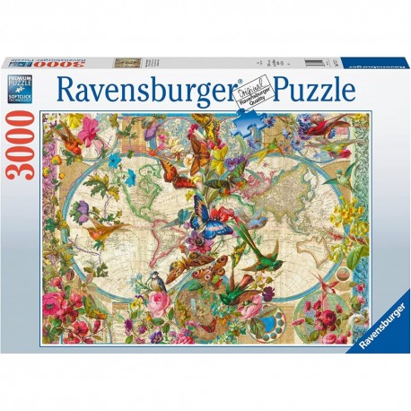 Ravensburger Puzzle Dėlionė: Pasaulio žemėlapis Flora ir Fauna