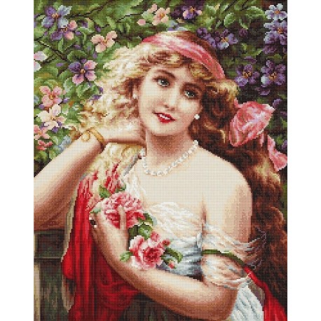 Young Lady with Roses SB549 - Cross Stitch Kit by Luca-s