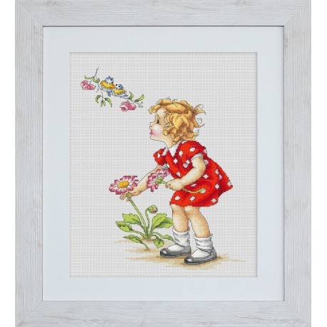 RARE find: Girl in Red Dress SB1050 - Cross Stitch Kit by Luca-s