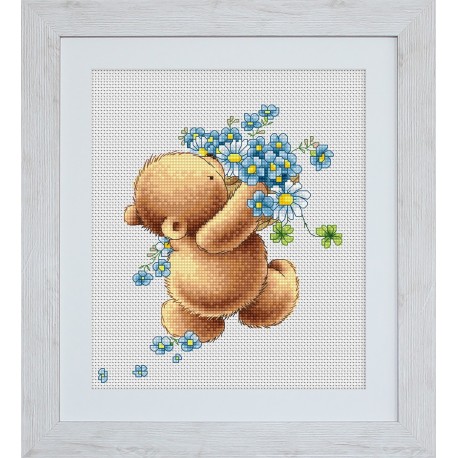 Bear with Forget-me-not Flowers SB1052
