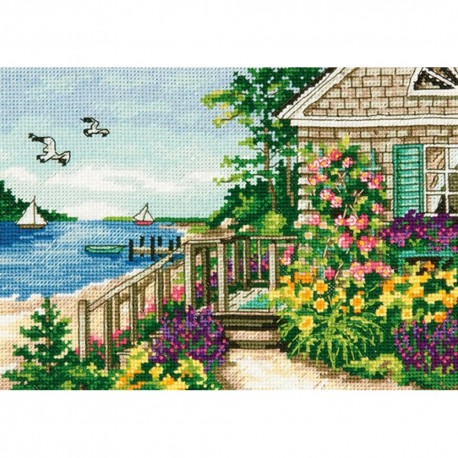 Bayside Cottage (17.7 x 12.7 cm) - Cross Stitch Kit by DIMENSIONS
