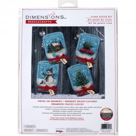 Christmas Jar Ornaments (7.6 x 17.7 cm) - Cross Stitch Kit by DIMENSIONS
