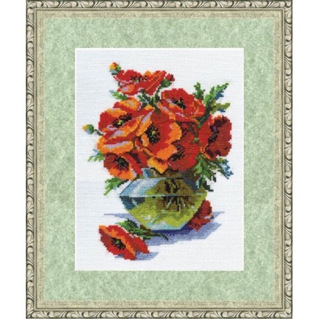 BR008 Poppies in a vase Cross Stitch Kit from Golden Fleece