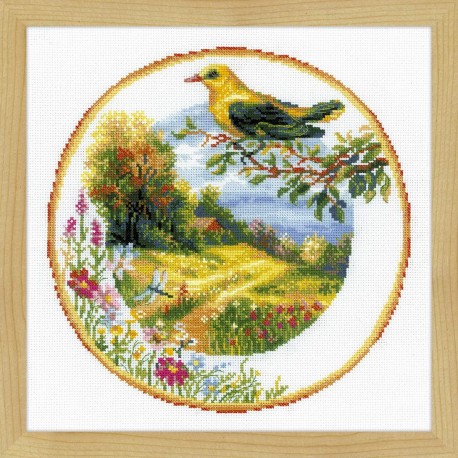 Plate with Oriole cross stitch kit by RIOLIS Ref. no.: 1693