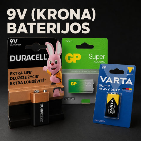 9V (Krona) baterijos kategorijos banneris