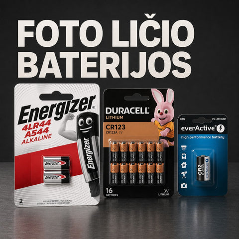 Foto ir specialios ličio baterijos kategorijos banneris