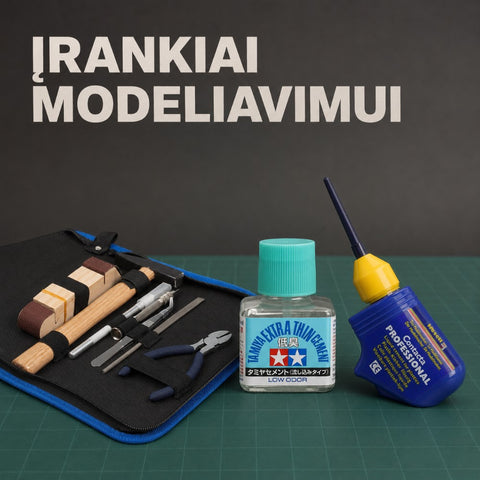 Įrankiai ir priemonės modeliavimui kategorijos banneris