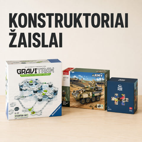 Konstruktoriai ir statymo žaislai kategorijos banneris