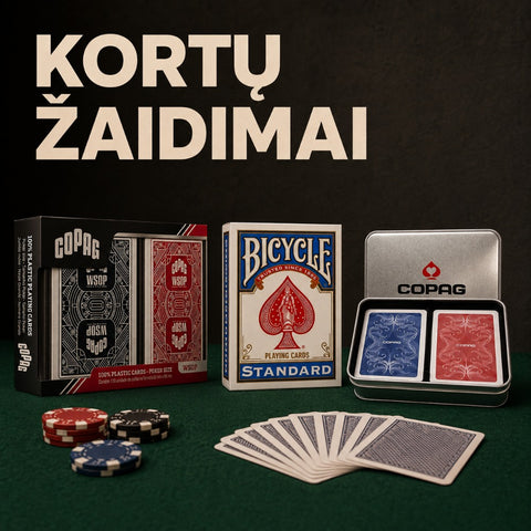 Kortų žaidimai ir Pokeris kategorijos banneris