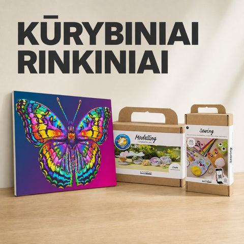 Kūrybiniai rinkiniai ir menas vaikams kategorijos banneris