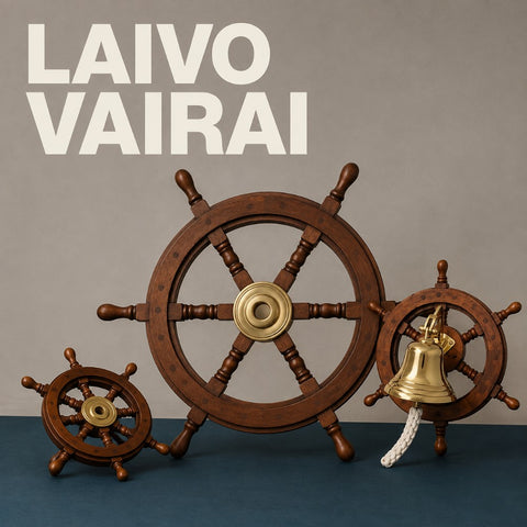 Laivo vairai ir jūrinės dekoracijos kategorijos banneris