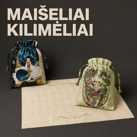 Maišeliai ir kilimėliai kortoms kategorijos banneris