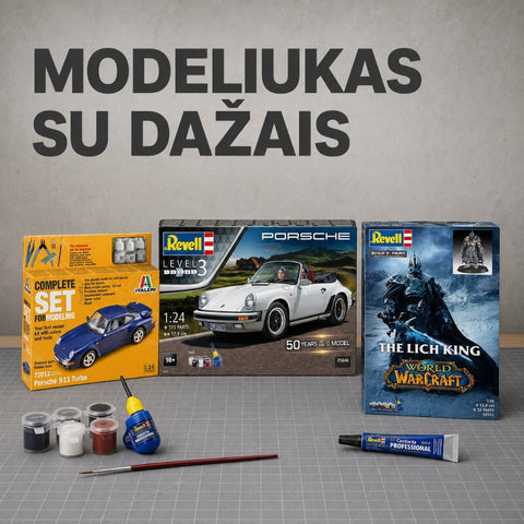 Dovanoms: Dažai, Klijai ir modeliukas kategorijos banneris