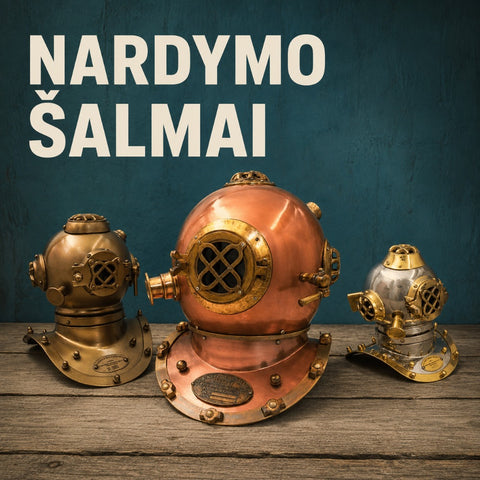 Retro stiliaus dekoratyviniai nardymo šalmai kategorijos banneris