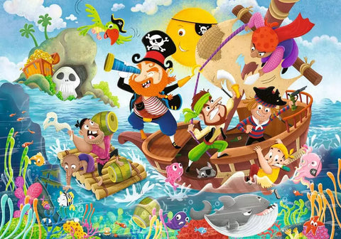 Ravensburger grindų dėlionė „Piratai: žemė matyti!“, 24 det., nuo 3 m.