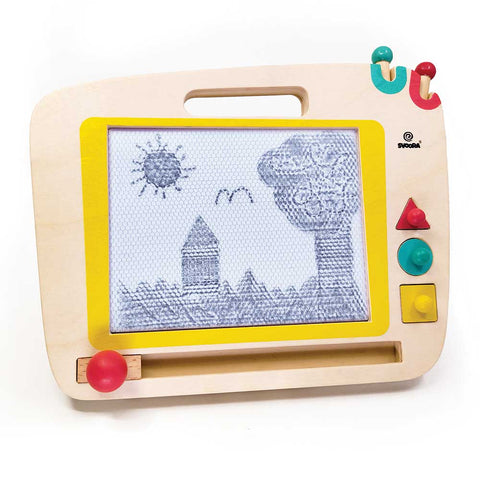 Svoora medinė magnetinė piešimo lenta vaikams 3+, su antspaudukais