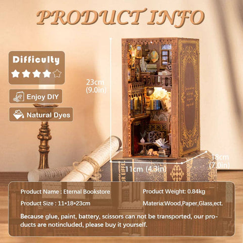 Medinis knygų kampelis „Eternal Bookstore“ su LED, 172 detalės, 14+