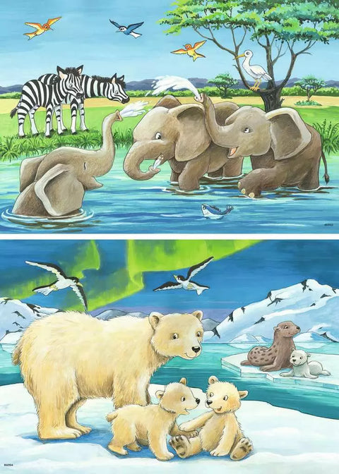 Ravensburger 2 dėlionės „Safario jaunikliai“, 2×12 det., nuo 3 m.