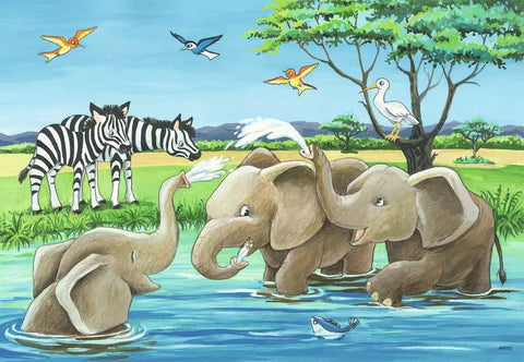 Ravensburger 2 dėlionės „Safario jaunikliai“, 2×12 det., nuo 3 m.