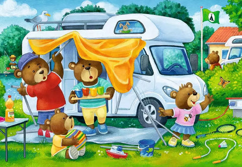 Ravensburger 2 dėlionės „Meškų šeima stovyklauja“, 2×24 det., nuo 4 m.