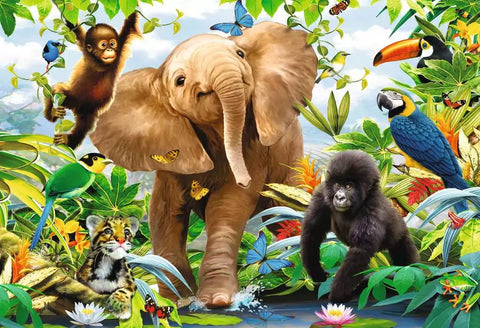 Ravensburger grindų dėlionė „Džiunglių jaunikliai“, 24 det., nuo 3 m.