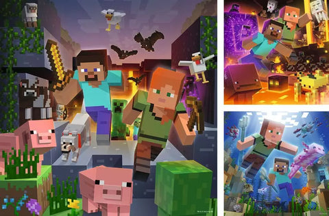 Ravensburger 3 dėlionės „Minecraft“, 3×49 det., nuo 5 m.