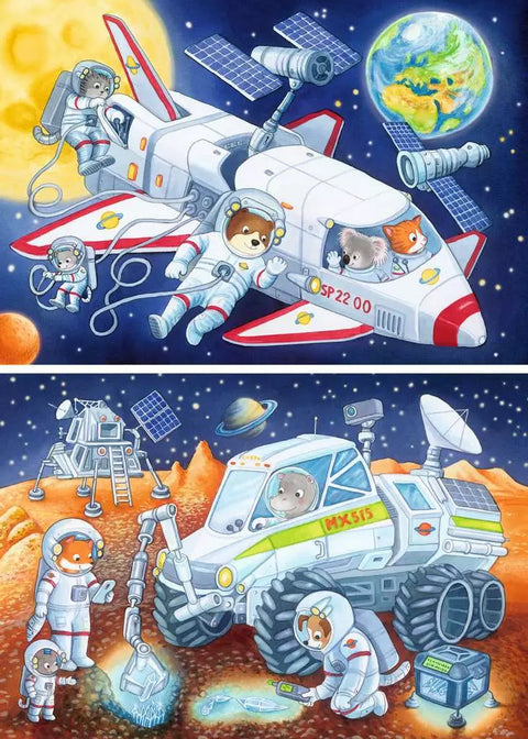 Ravensburger 2 dėlionės „Kelionė į kosmosą“, 2×24 det., nuo 4 m.