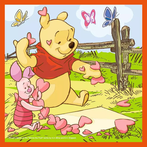 Ravensburger 4 dėlionės lagaminėlyje „Disney Mikė Pūkuotukas“, nuo 3 m.