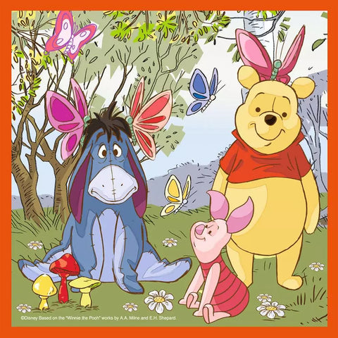 Ravensburger 4 dėlionės lagaminėlyje „Disney Mikė Pūkuotukas“, nuo 3 m.