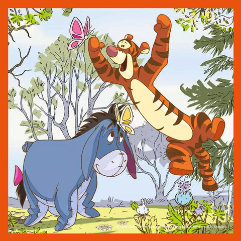 Ravensburger 4 dėlionės lagaminėlyje „Disney Mikė Pūkuotukas“, nuo 3 m.