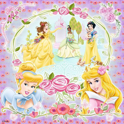 Ravensburger 4 dėlionės lagaminėlyje „Disney princesės“, 64–81 det., nuo 5 m.