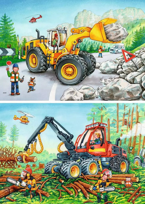 Ravensburger 2 dėlionės „Ekskavatoriai darbe“, 2×24 det., nuo 4 m.