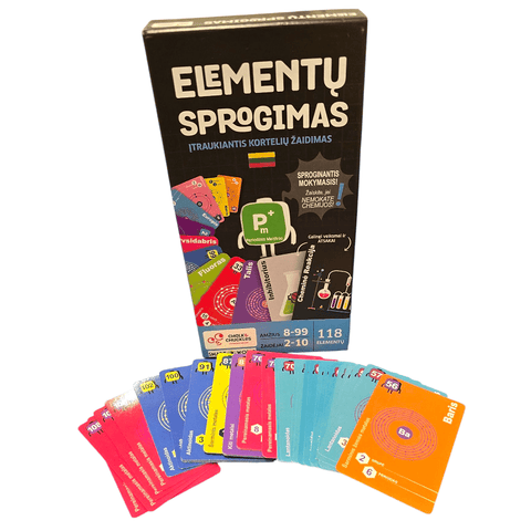 Chemijos STEM kortelių žaidimas „Elementų sprogimas“ lietuvių k.