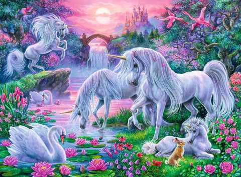 Ravensburger dėlionė „Vienaragiai saulėlydyje“, 150 XXL det., nuo 7 m.
