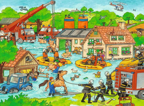 Ravensburger dėlionė „Ugniagesiai potvynyje“, 100 XXL det., nuo 6 m.