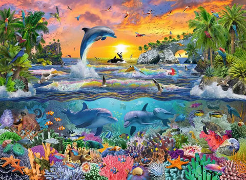 Ravensburger dėlionė „Tropikų rojus“, 100 XXL det., nuo 6 m.