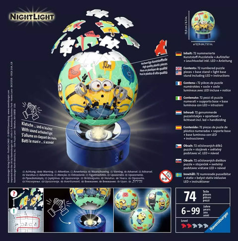 Ravensburger 3D dėlionė-naktinė lempa „Pimpačiukai 2“, 74 det., nuo 6 m.
