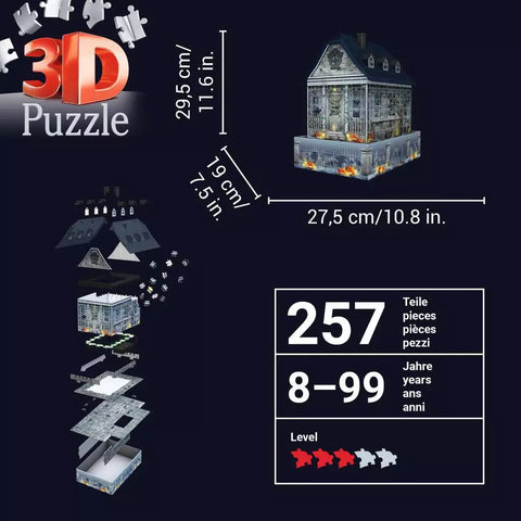 Ravensburger 3D dėlionė „Vaiduoklių namas“ su šviesa, 257 det., nuo 8 m.