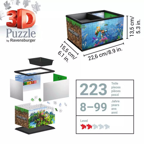 Ravensburger 3D dėlionė dėžė daiktams „Minecraft“, 216 det., nuo 8 m.