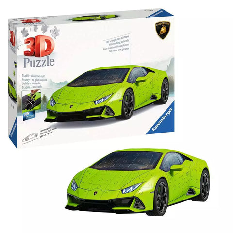 Ravensburger 3D dėlionė „Lamborghini Huracán EVO“ žalias, 156 det., nuo 8 m.