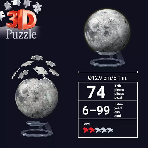 Ravensburger 3D dėlionė „Mėnulis, šviečiantis tamsoje“, 72 det.