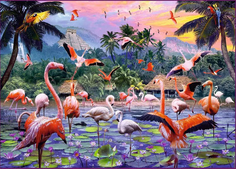 Ravensburger dėlionė „Rožiniai flamingai“, 1000 det.