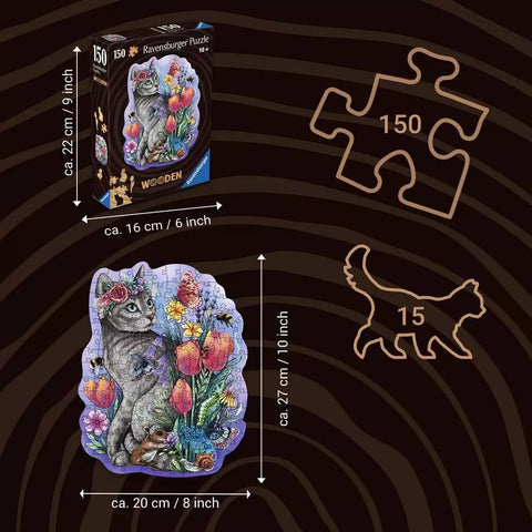 Ravensburger medinė dėlionė „Mylima katė“, 150 det., nuo 10 m.