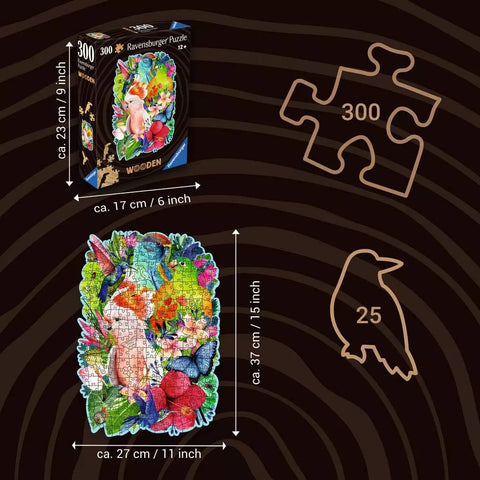 Ravensburger medinė dėlionė „Gražieji paukščiai“, 300 det., nuo 12 m.